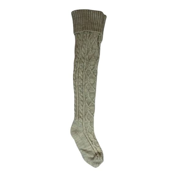Beige Cable Knit Over The Knee Sock - Picture 2 of 3